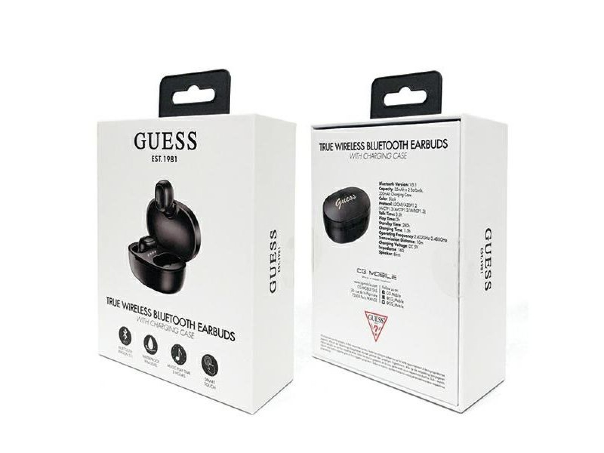 Guess Bluetooth Wireless Headphones GUTWST30BKTWS + Docking Station - Black