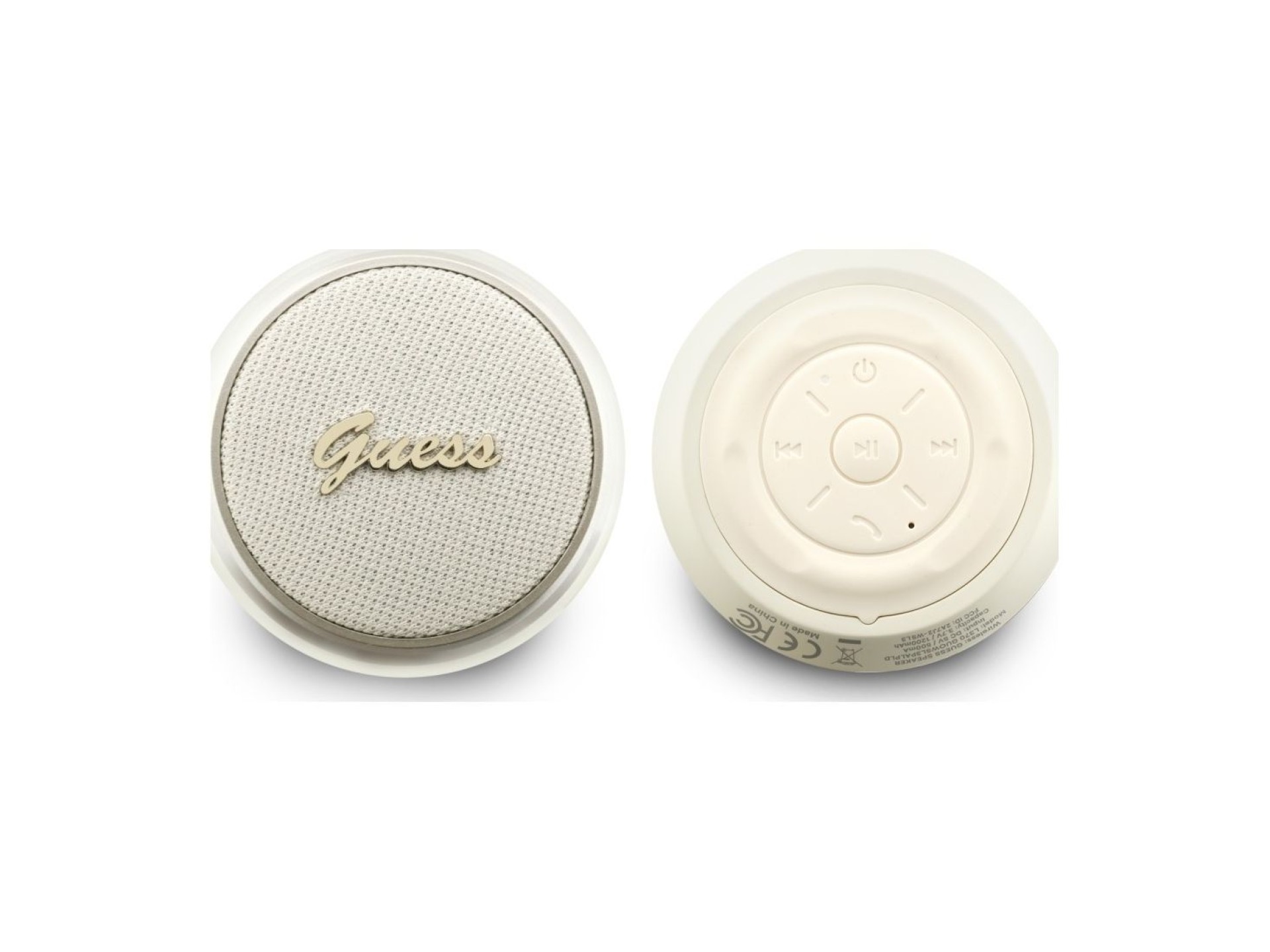 Altavoz Bluetooth Guess de 5 W con logotipo metálico y diseño elegante - Dorado