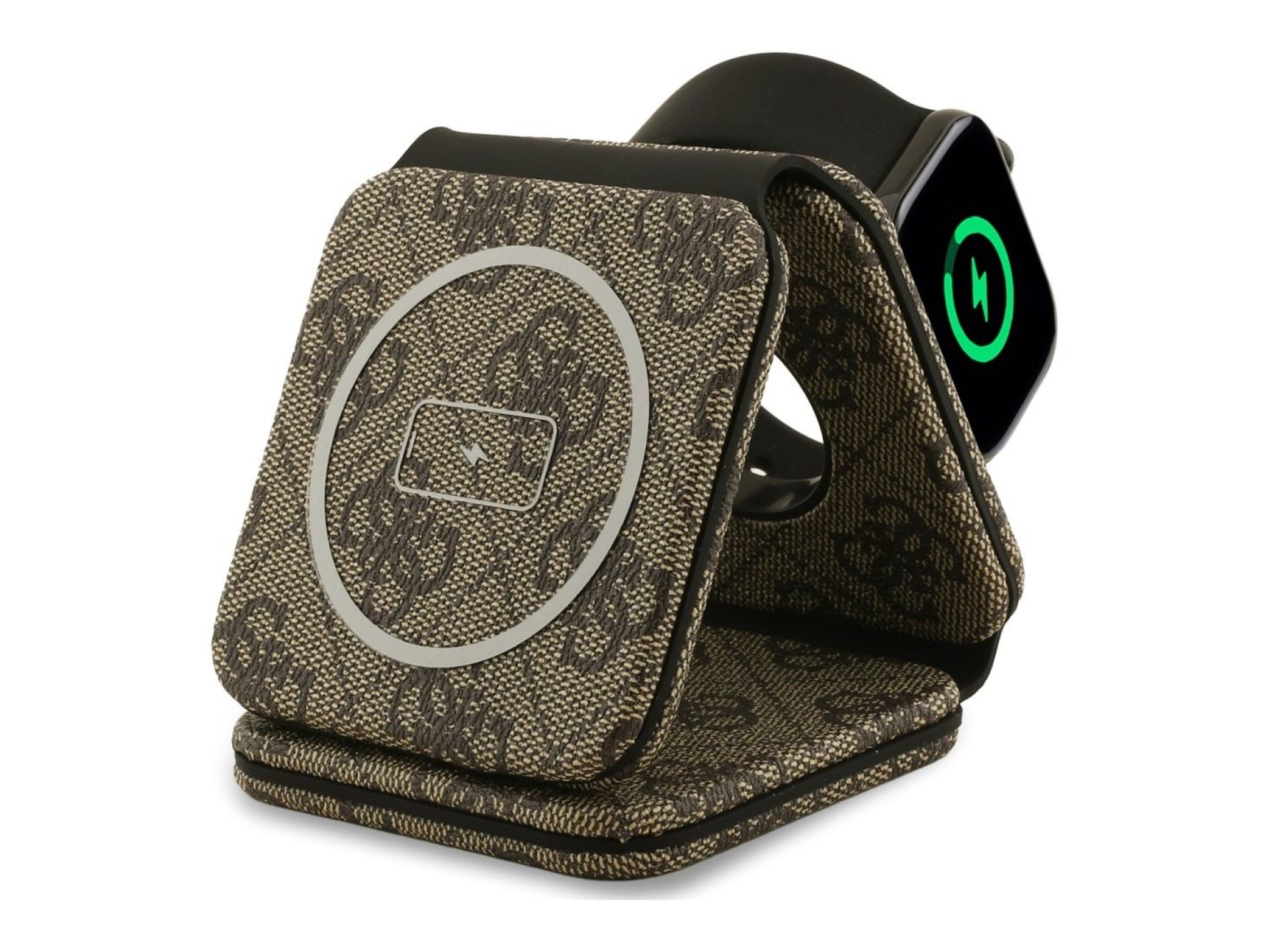 Carregador sem fio Guess 4G MagSafe 3 em 1 de 15 W - Marrom