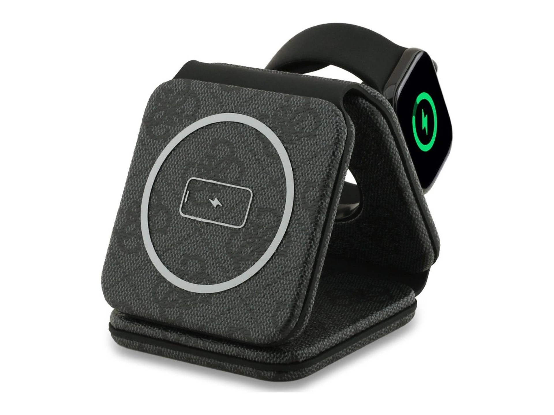 Cargador inalámbrico Guess 4G 3 en 1 de 15 W con MagSafe - Negro