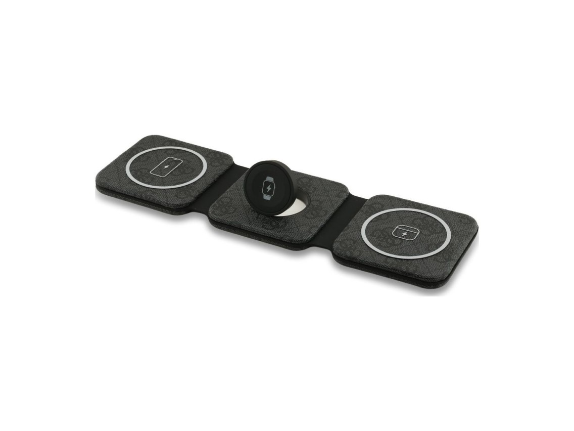 Cargador inalámbrico Guess 4G 3 en 1 de 15 W con MagSafe - Negro