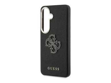 Capa Guess com textura granulada e logo grande 4G em metal para Samsung Galaxy S26 - preta