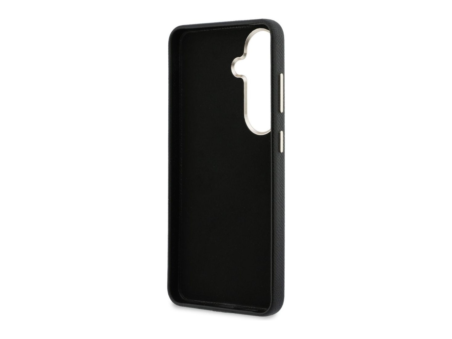 Capa Guess com textura granulada e logo grande 4G em metal para Samsung Galaxy S26 - preta