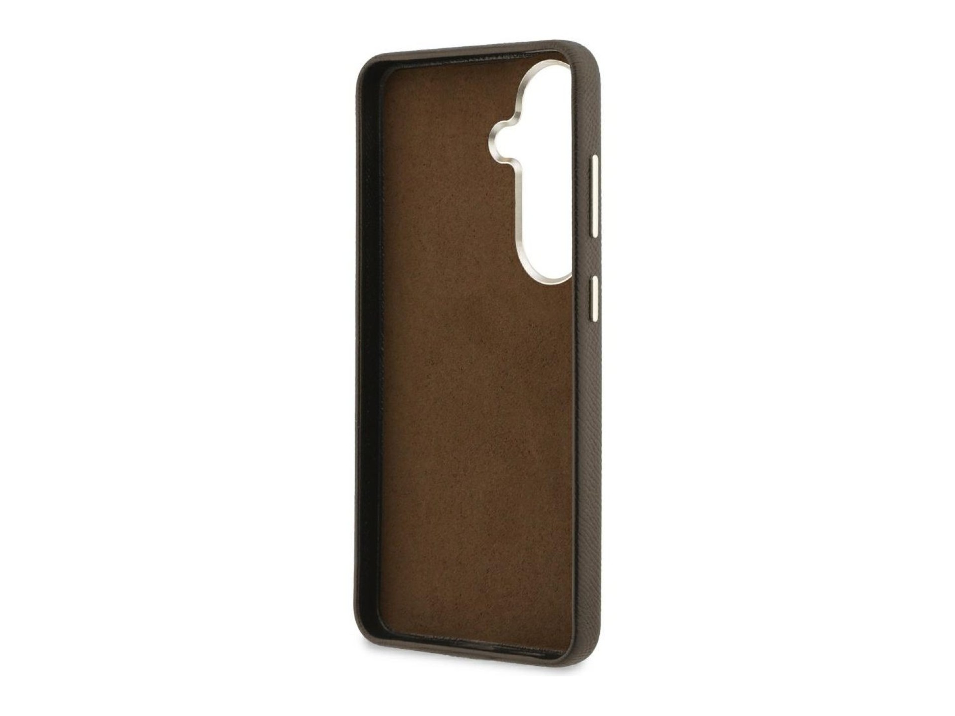 Funda Guess con logo metálico grande y textura granulada para Samsung Galaxy S26+ - Marrón