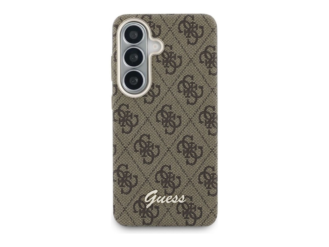 Capa Guess 4G Script MagSafe para Samsung Galaxy S26 - Marrom