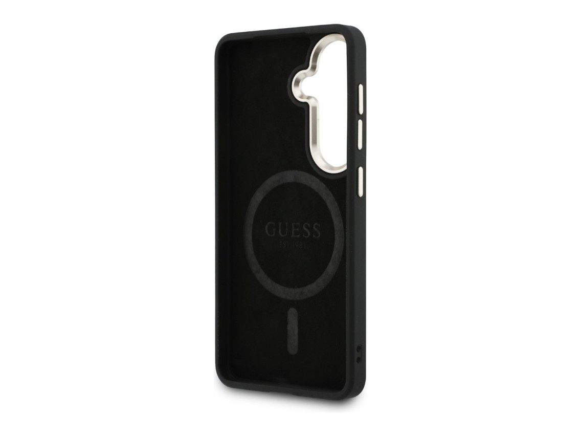 Capa Guess 4G com anel em relevo e MagSafe para Samsung Galaxy S26 - preta