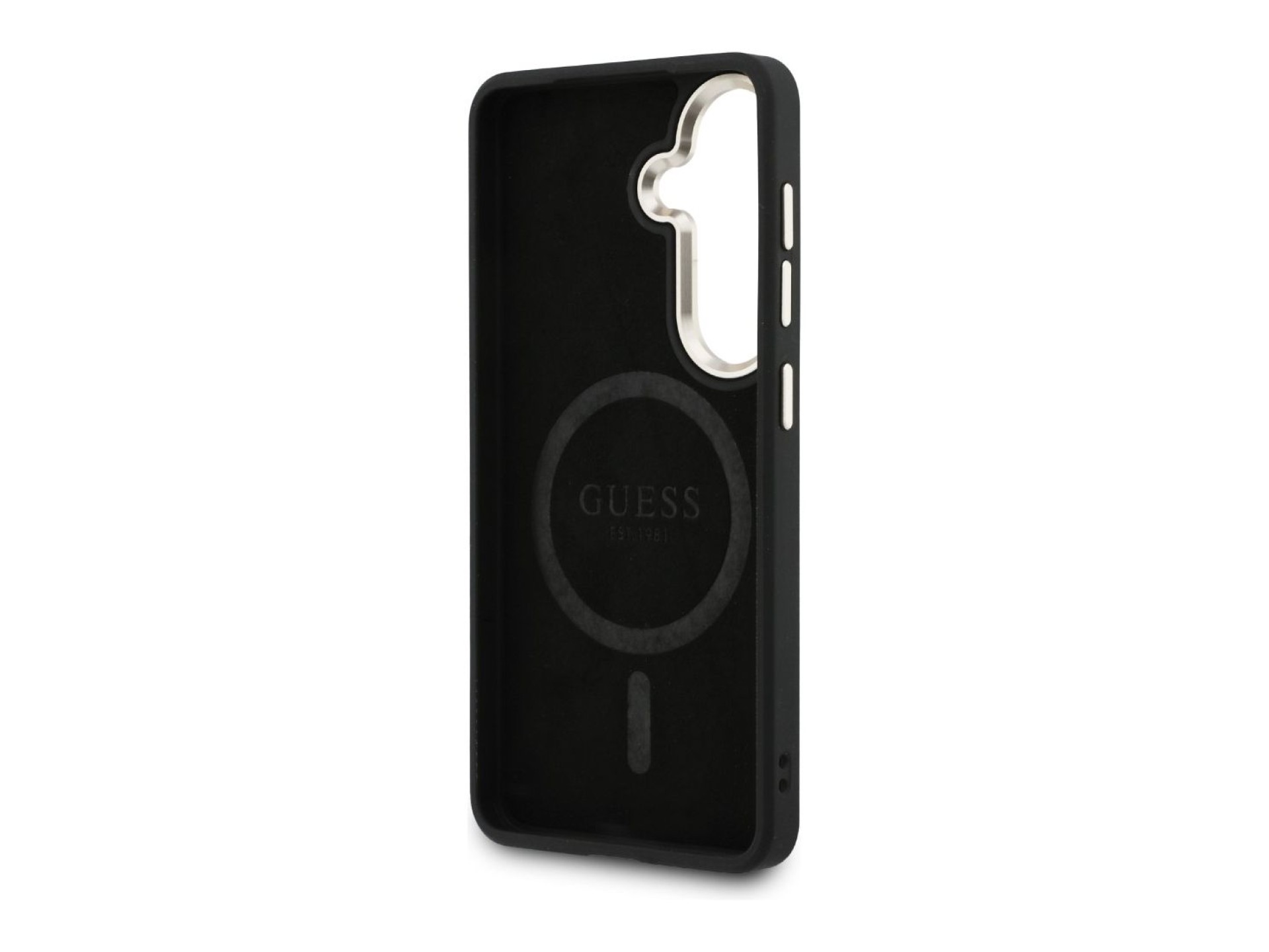 Capa Guess 4G com anel em relevo e MagSafe para Samsung Galaxy S26 - preta