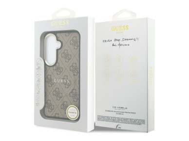 Capa Guess 4G com anel em relevo e MagSafe para Samsung Galaxy S26 - marrom