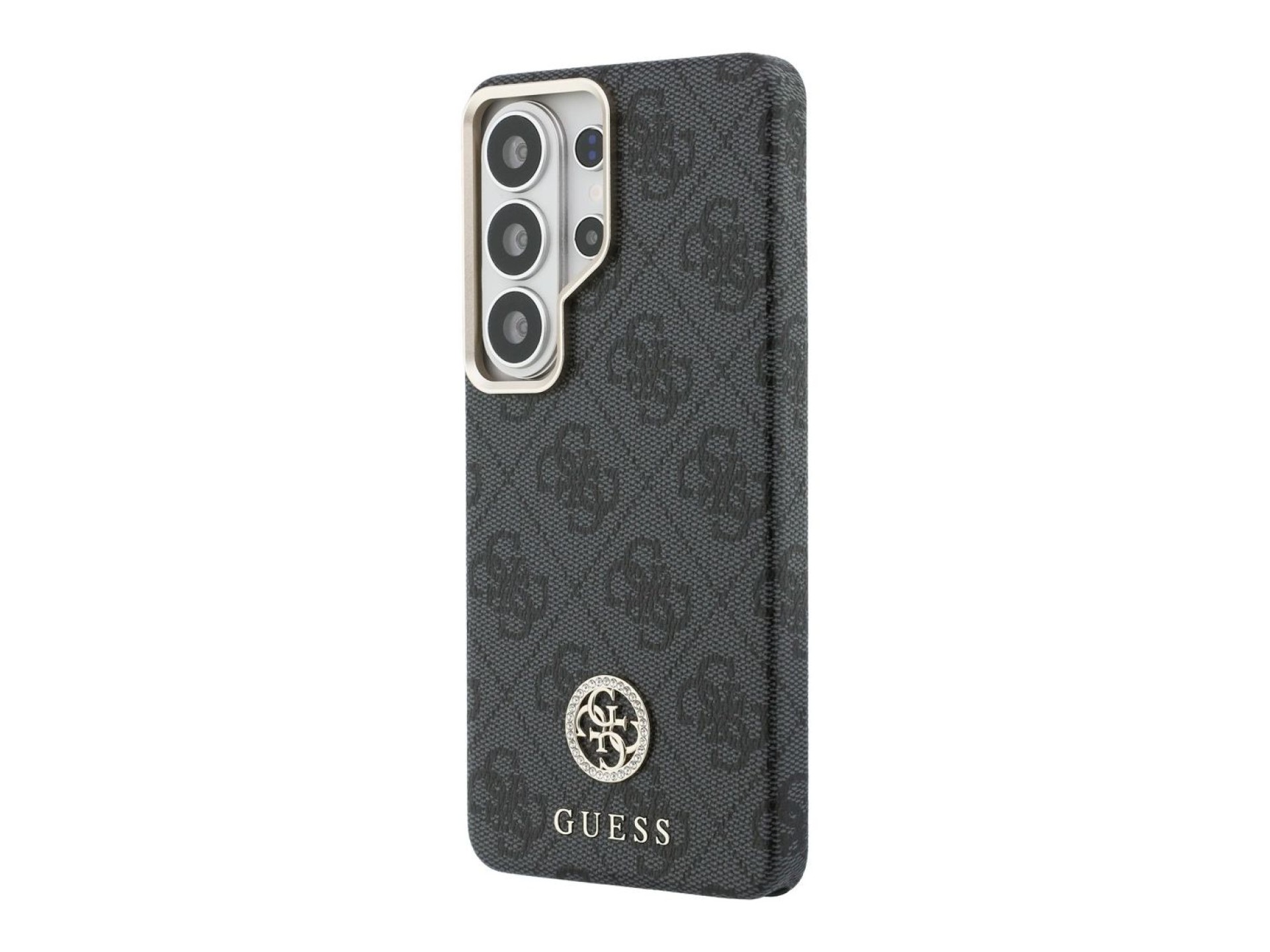 Capa Guess 4G com logo redondo em strass e MagSafe para Samsung Galaxy S26 Ultra - Preta