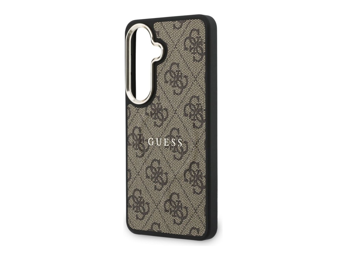 Capa Guess 4G com anel em relevo e MagSafe para Samsung Galaxy S26 Plus - marrom