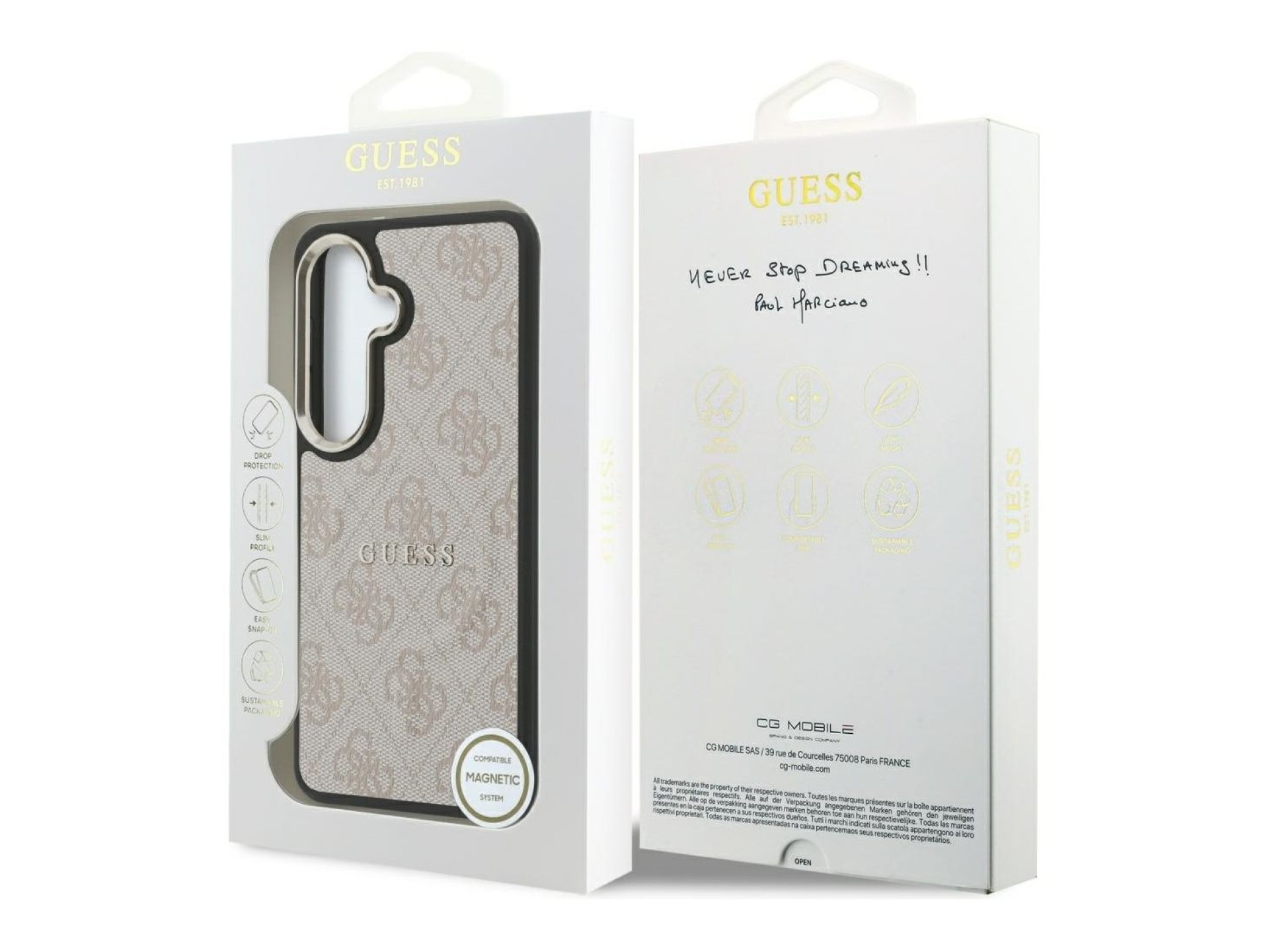 Capa Guess 4G com anel em relevo e MagSafe para Samsung Galaxy S26 - Rosa