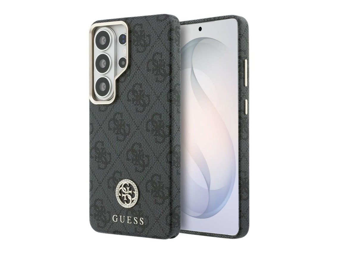 Capa Guess 4G com logo redondo em strass e MagSafe para Samsung Galaxy S26 Ultra - Preta