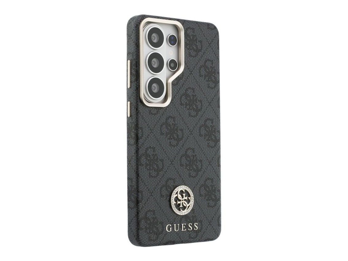 Capa Guess 4G com logo redondo em strass e MagSafe para Samsung Galaxy S26 Ultra - Preta
