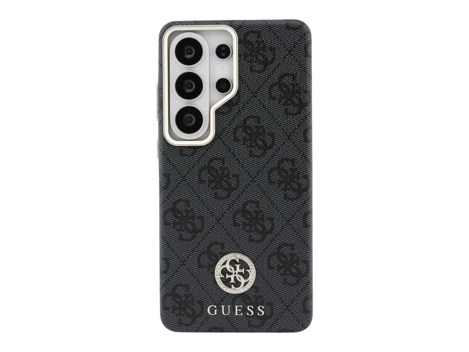 Capa Guess 4G com logo redondo em strass e MagSafe para Samsung Galaxy S26 Ultra - Preta