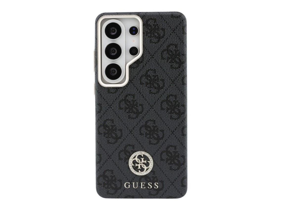 Capa Guess 4G com logo redondo em strass e MagSafe para Samsung Galaxy S26 Ultra - Preta