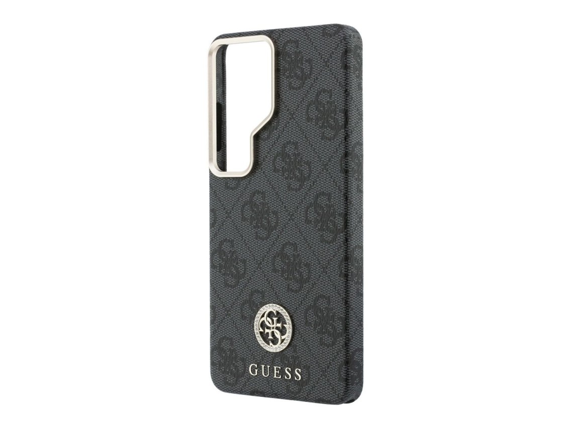 Capa Guess 4G com logo redondo em strass e MagSafe para Samsung Galaxy S26 Ultra - Preta