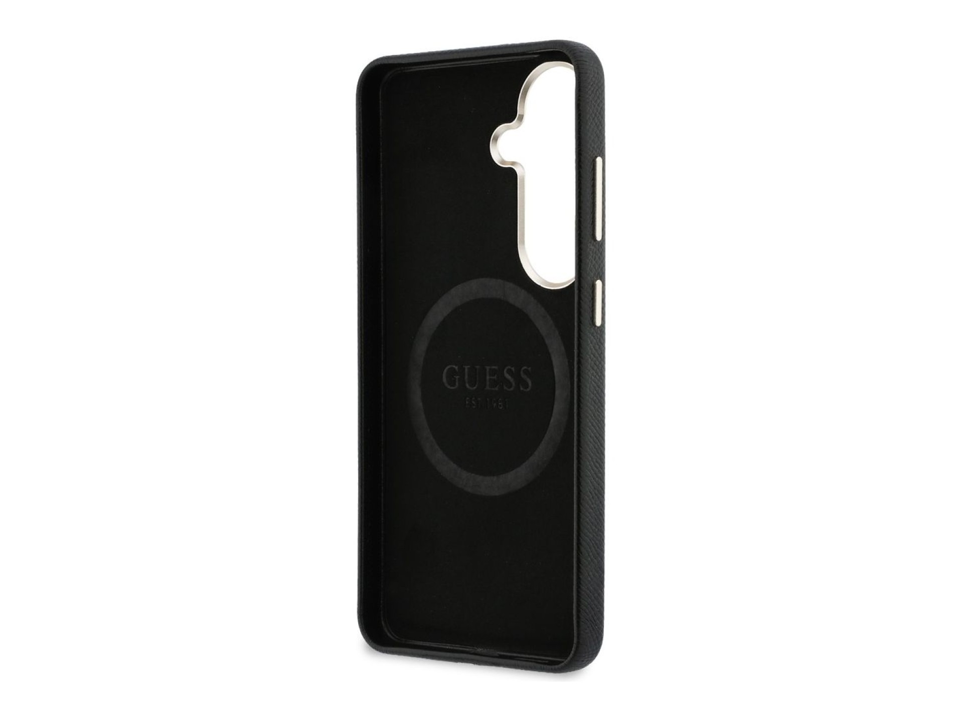 Guess Rhinestone Round Logo MagSafe Case for Samsung Galaxy S26 - Black