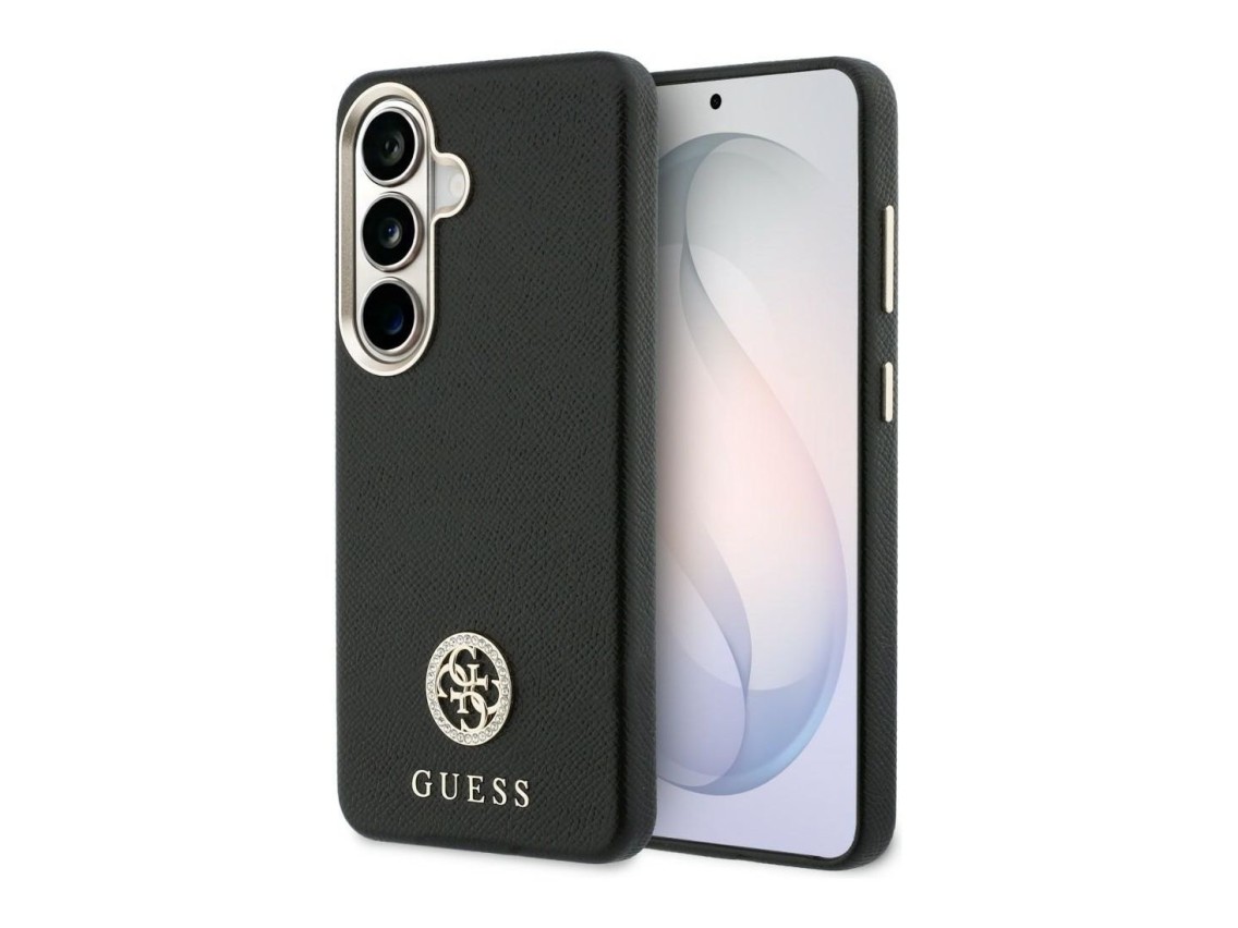 Guess Rhinestone Round Logo MagSafe Case for Samsung Galaxy S26 - Black