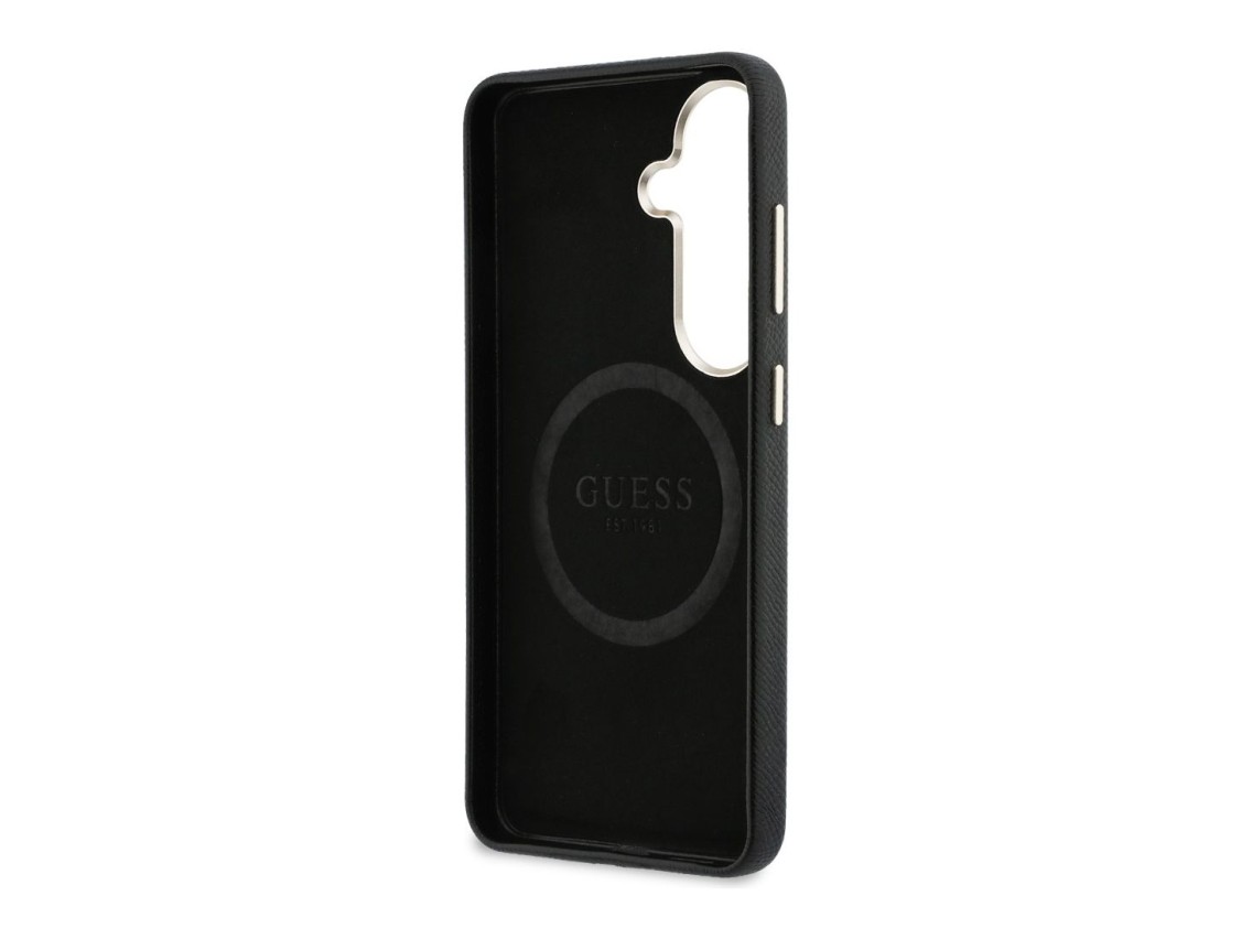 Guess Rhinestone Round Logo MagSafe Case for Samsung Galaxy S26 - Black