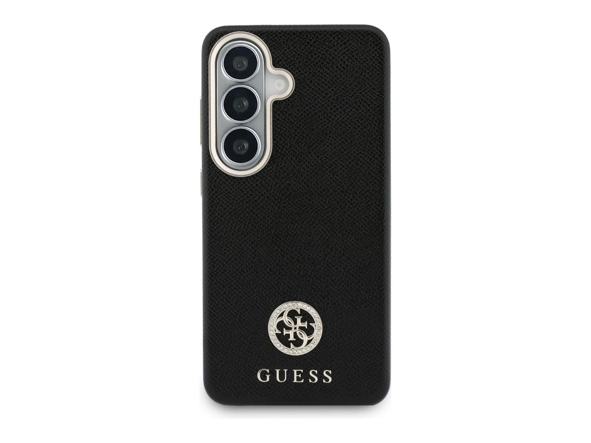Guess Rhinestone Round Logo MagSafe Case for Samsung Galaxy S26 - Black