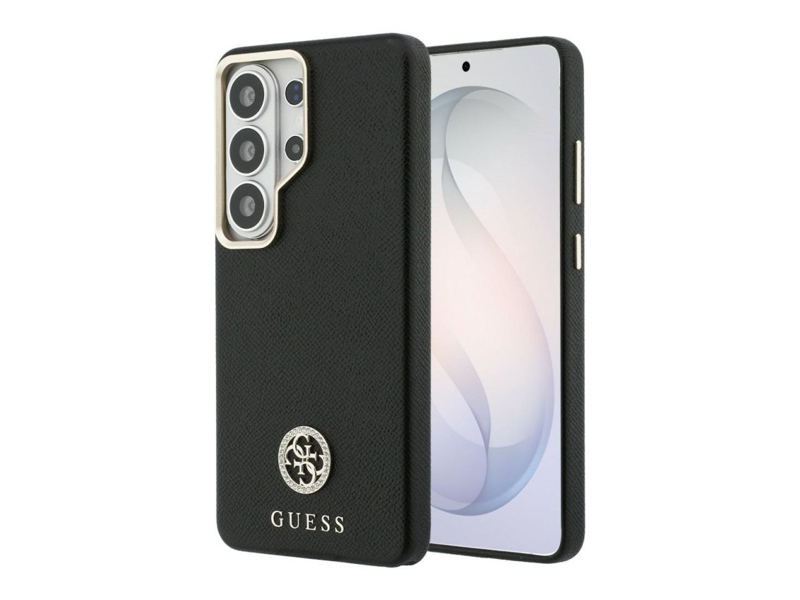 Funda Guess MagSafe redonda con logo de diamantes de imitación para Samsung Galaxy S26 Ultra - Negra
