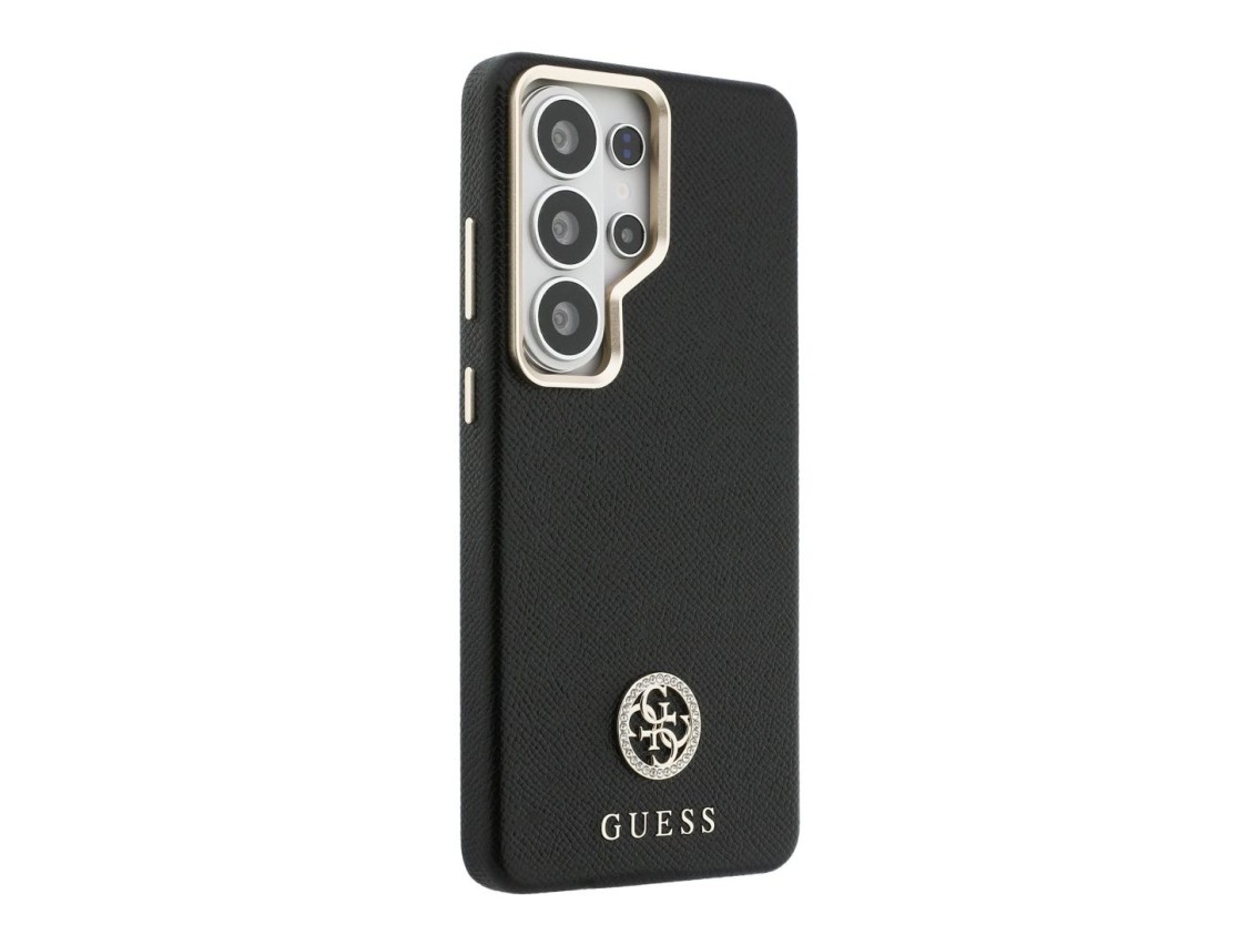 Funda Guess MagSafe redonda con logo de diamantes de imitación para Samsung Galaxy S26 Ultra - Negra