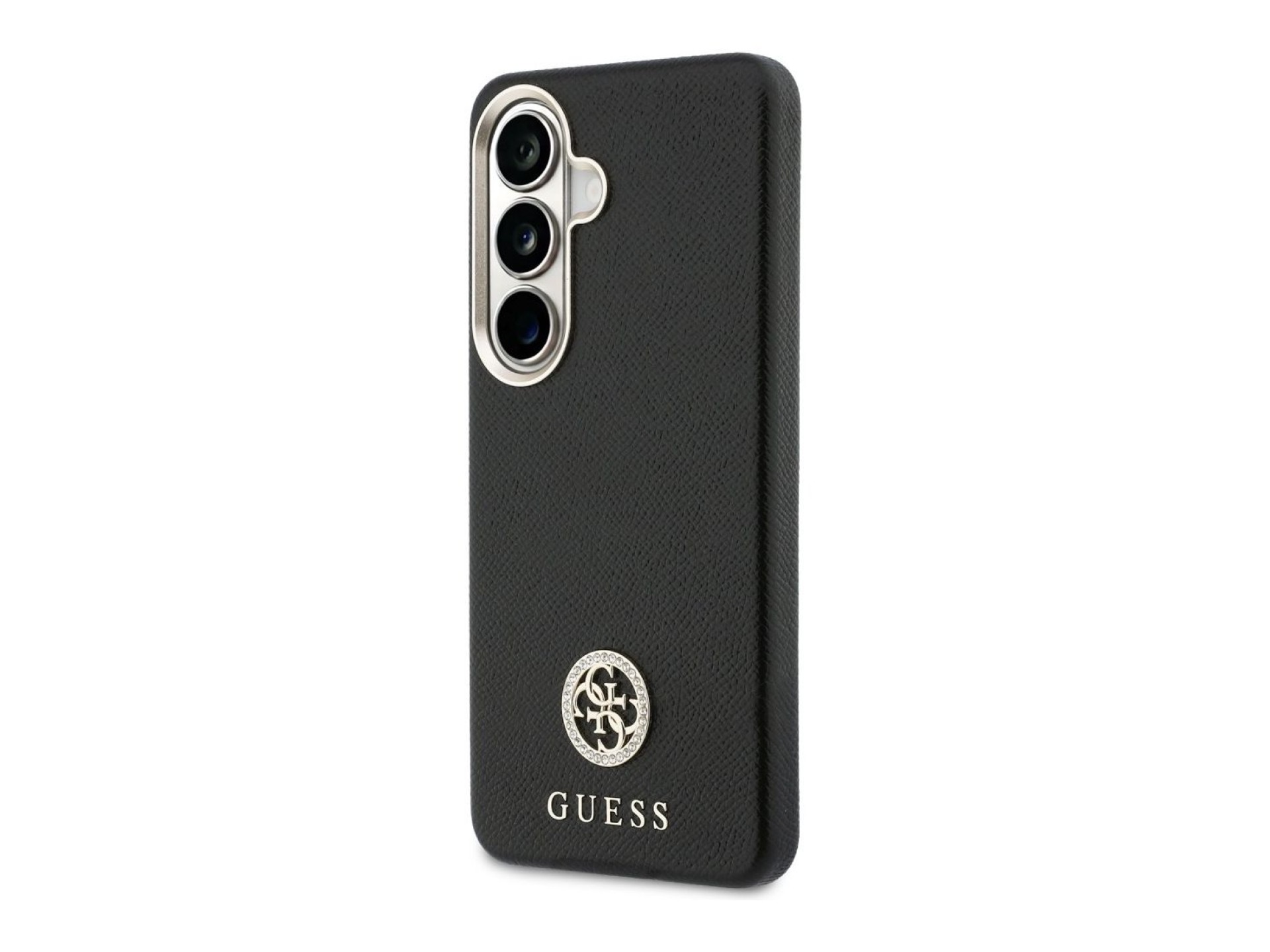 Guess Rhinestone Round Logo MagSafe Case for Samsung Galaxy S26 - Black