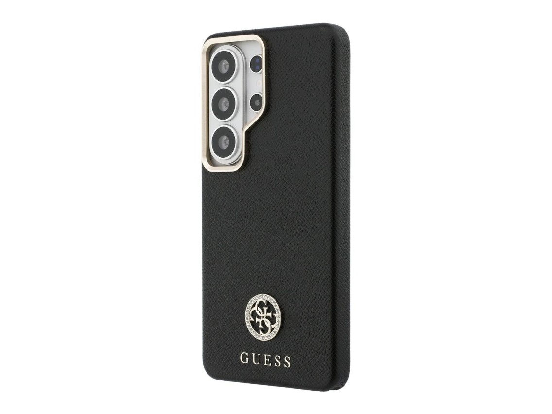 Funda Guess MagSafe redonda con logo de diamantes de imitación para Samsung Galaxy S26 Ultra - Negra