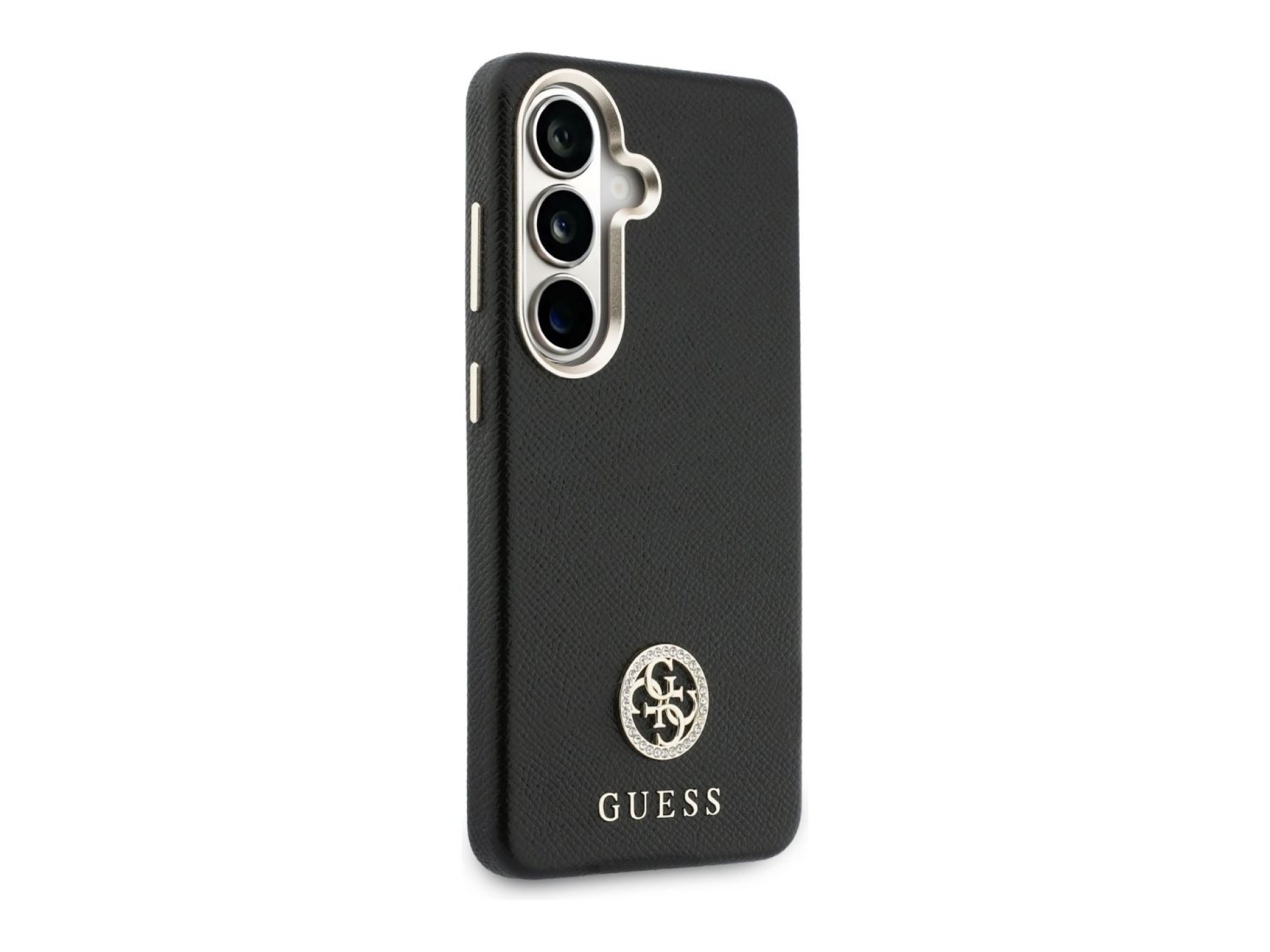 Guess Rhinestone Round Logo MagSafe Case for Samsung Galaxy S26 - Black