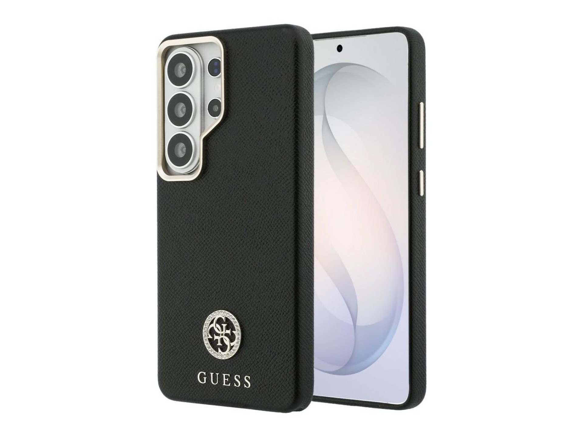 Funda Guess MagSafe redonda con logo de diamantes de imitación para Samsung Galaxy S26 Ultra - Negra