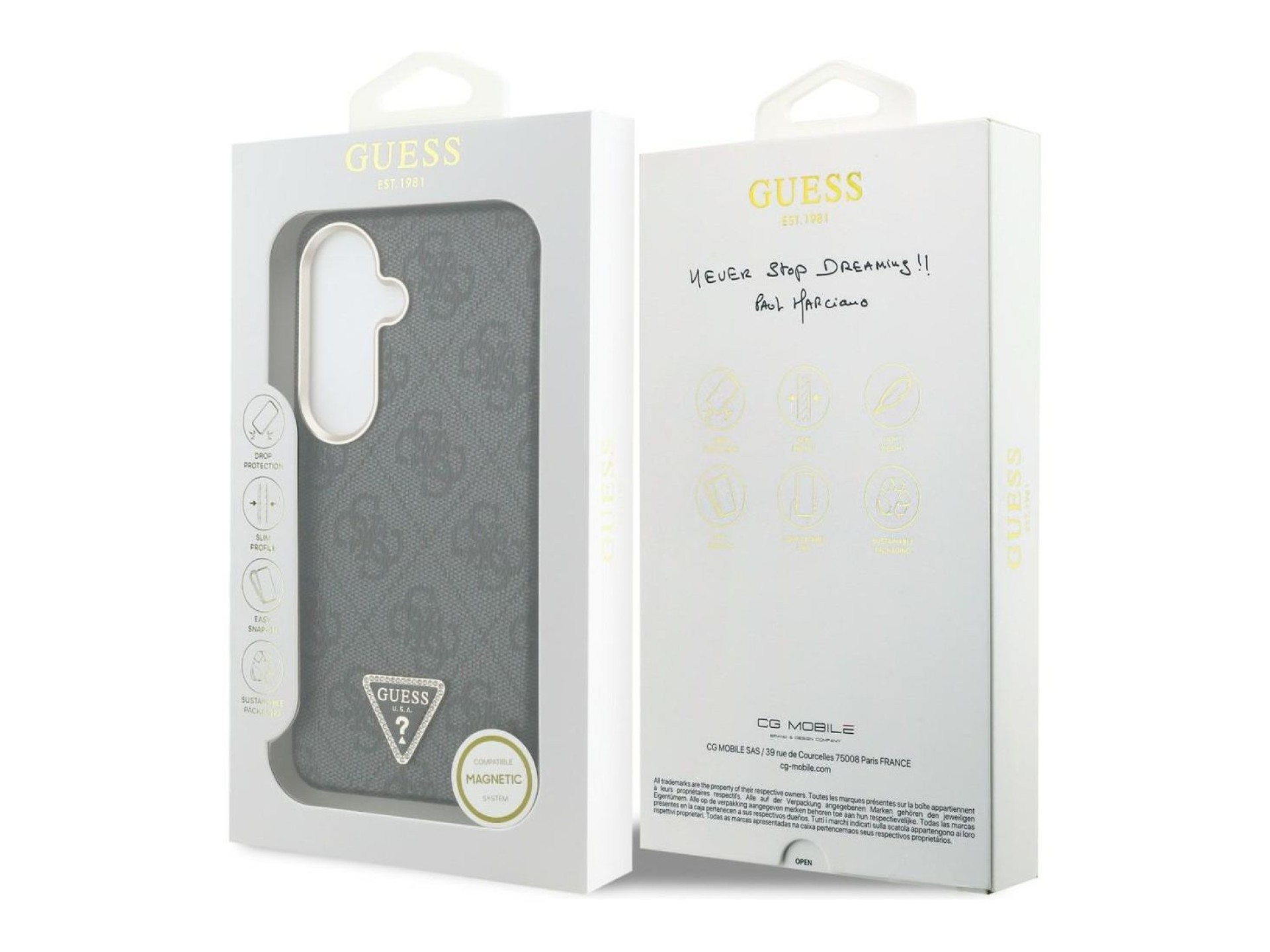 Capa Guess 4G Triangle Logo MagSafe para Samsung Galaxy S26 - Preta