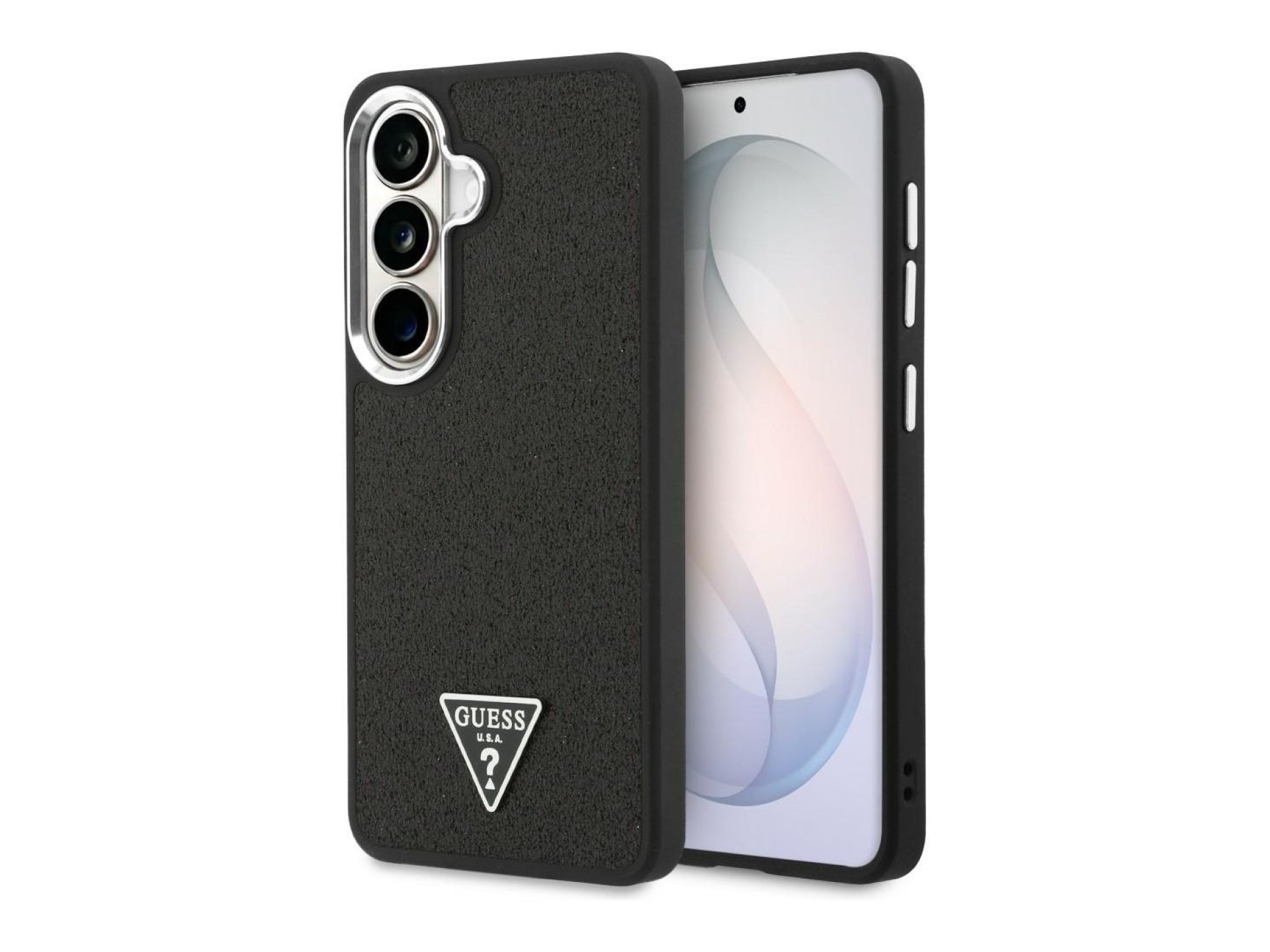 Capa MagSafe Guess Fixed Glitter Triangle para Samsung Galaxy S26 - preta