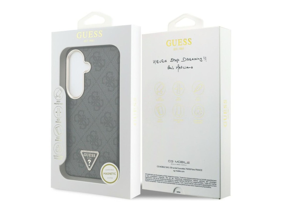 Capa Guess 4G Triangle Logo MagSafe para Samsung Galaxy S26 - Preta