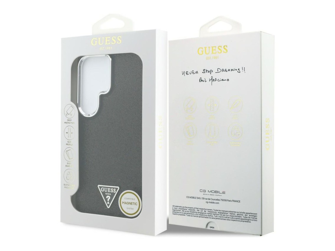 Funda Guess Fixed Glitter Triangle MagSafe para Samsung Galaxy S26 Ultra - negra