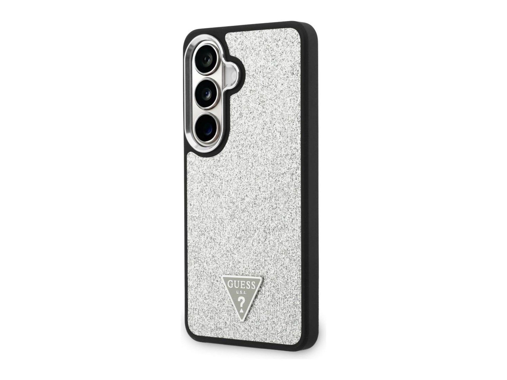 Funda Guess Fixed Glitter Triangle MagSafe para Samsung Galaxy S26 - plateada