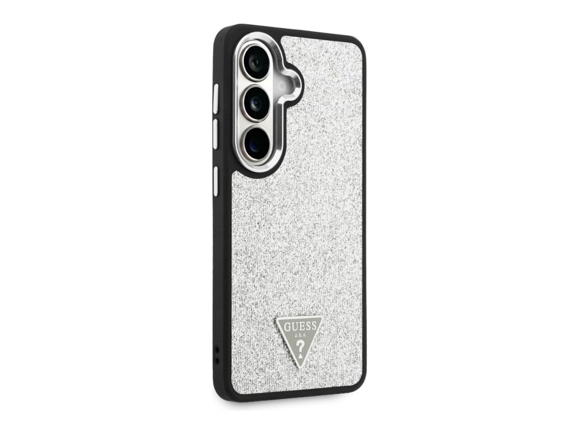 Funda Guess Fixed Glitter Triangle MagSafe para Samsung Galaxy S26 - plateada