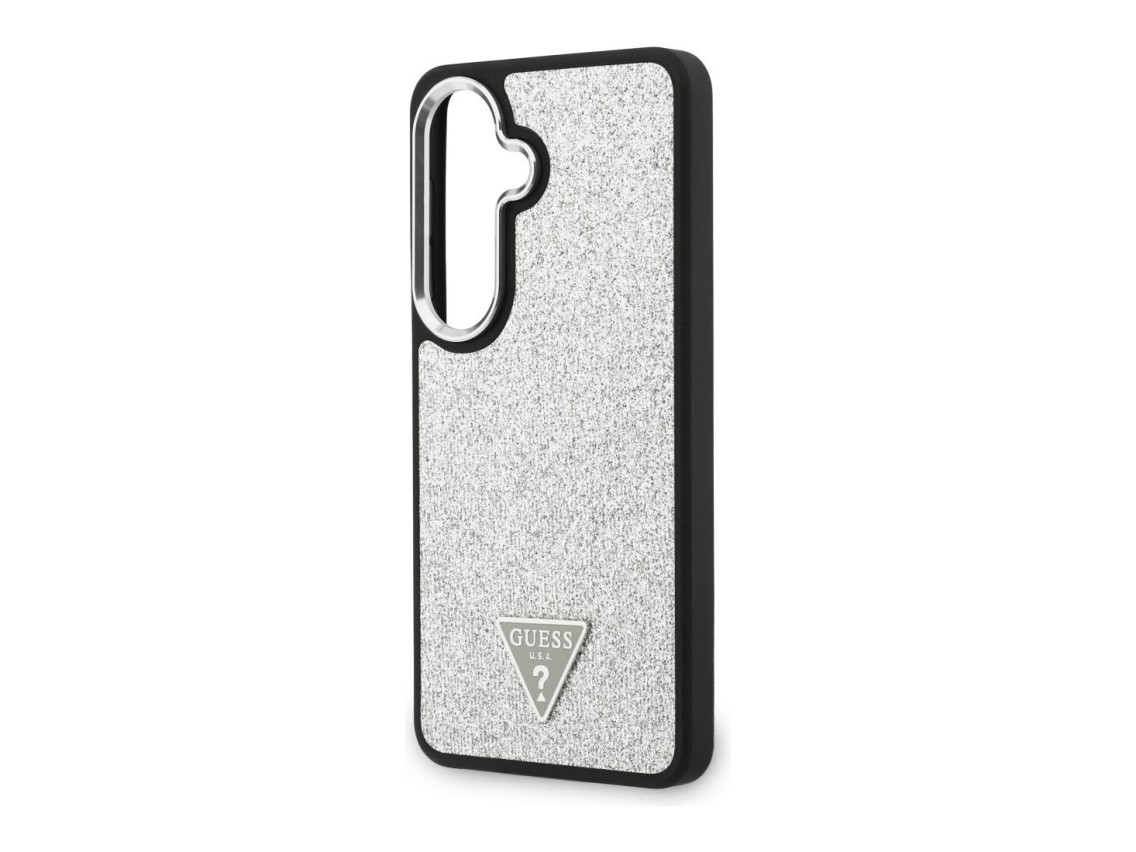 Funda Guess Fixed Glitter Triangle MagSafe para Samsung Galaxy S26 - plateada
