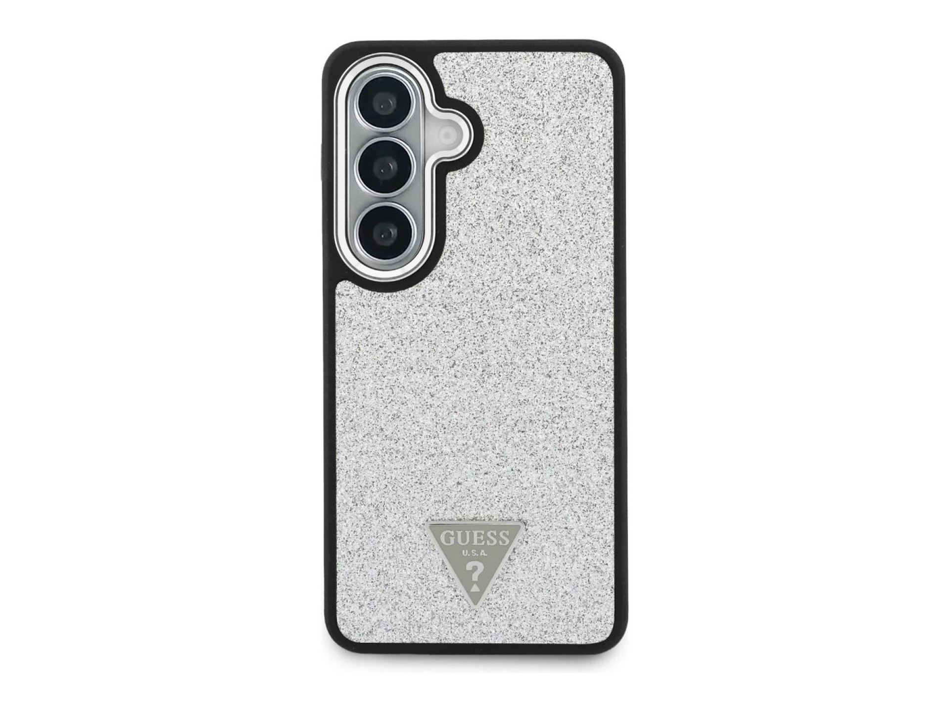 Funda Guess Fixed Glitter Triangle MagSafe para Samsung Galaxy S26 - plateada