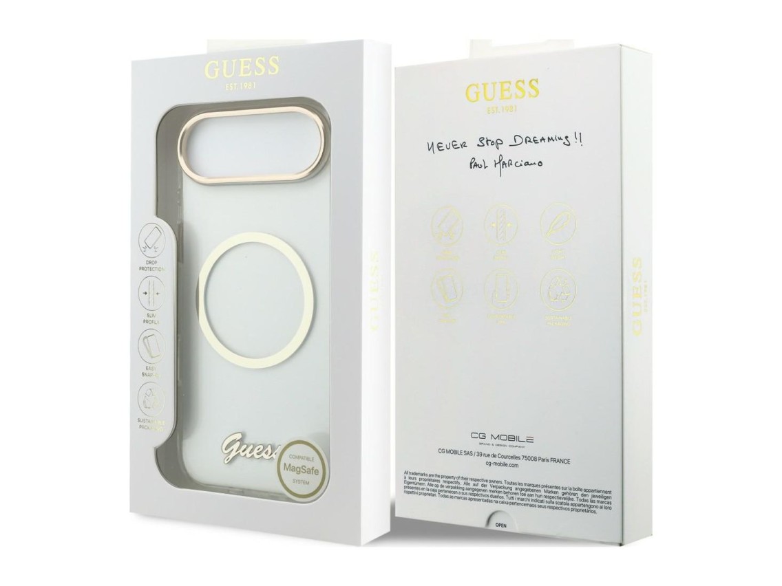 Capa MagSafe metálica com script IML para iPhone Air - Transparente