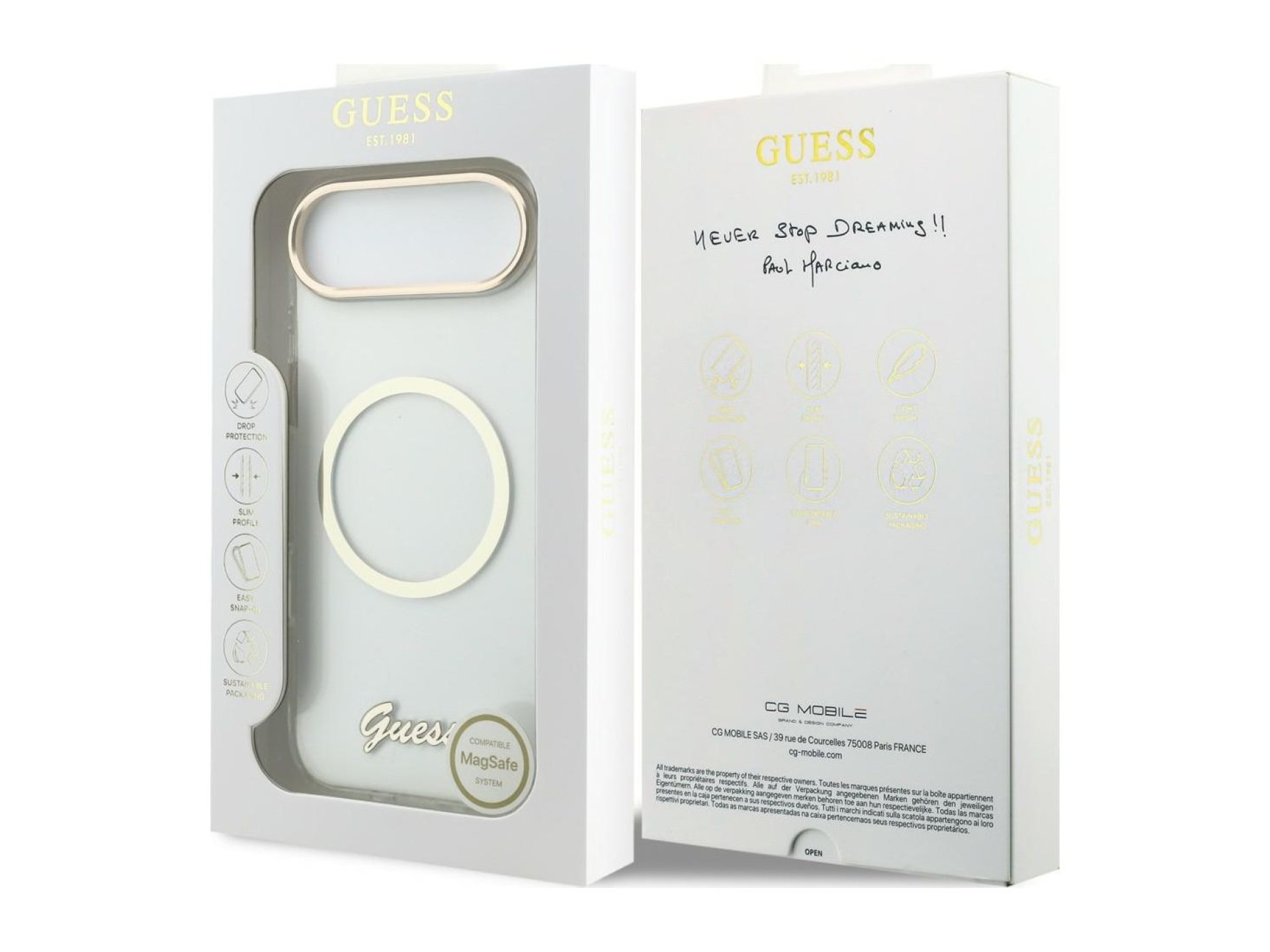 Capa MagSafe metálica com script IML para iPhone Air - Transparente