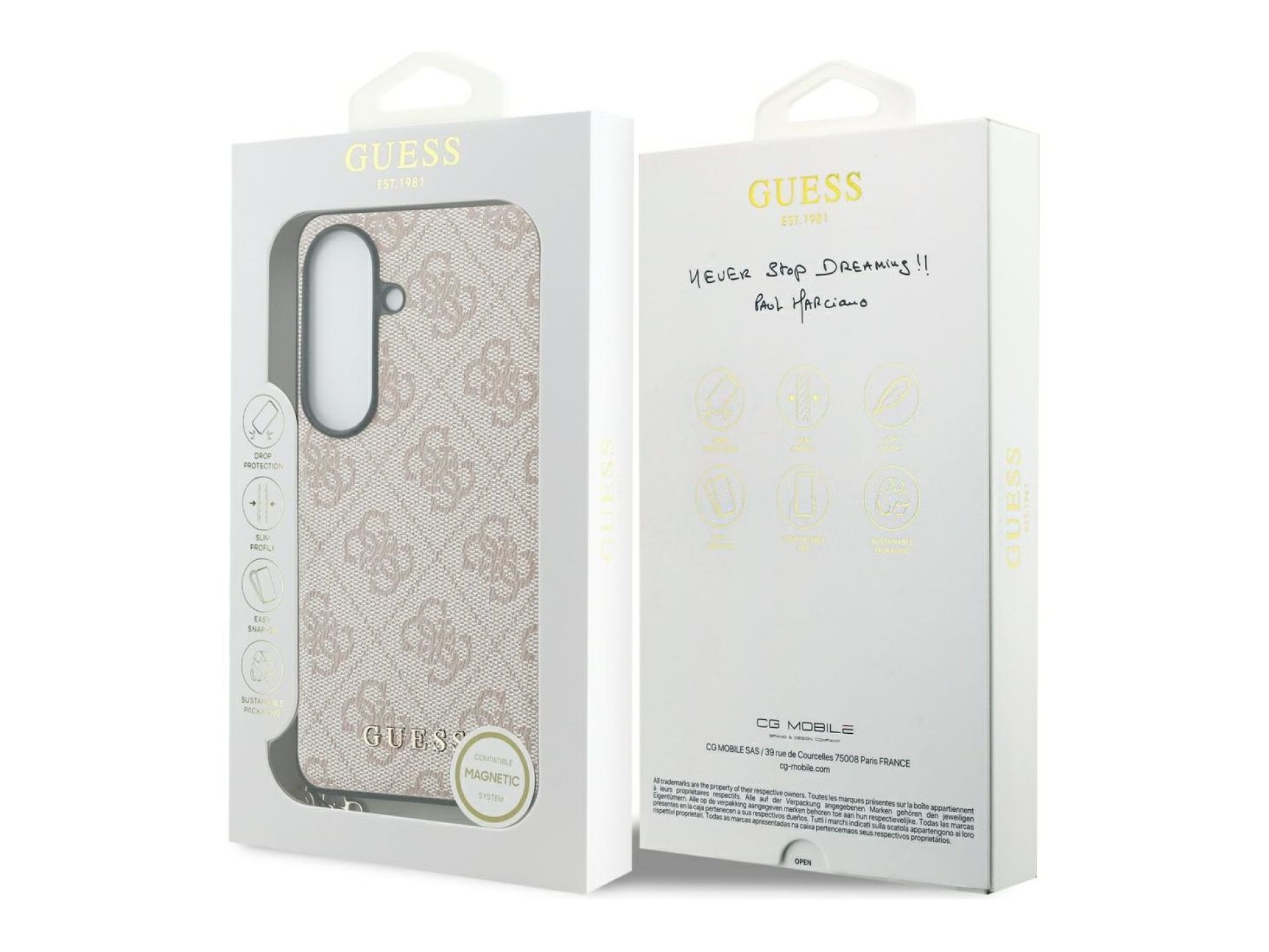 Capa Guess 4G Classic Logo Charm MagSafe para Samsung Galaxy S26 - Rosa