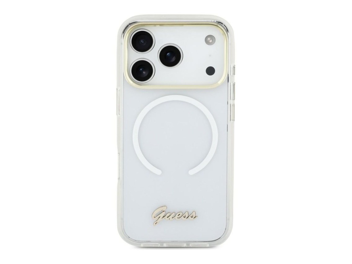 Funda met�lica MagSafe Guess IML Gradient Script para iPhone 17 - Blanca