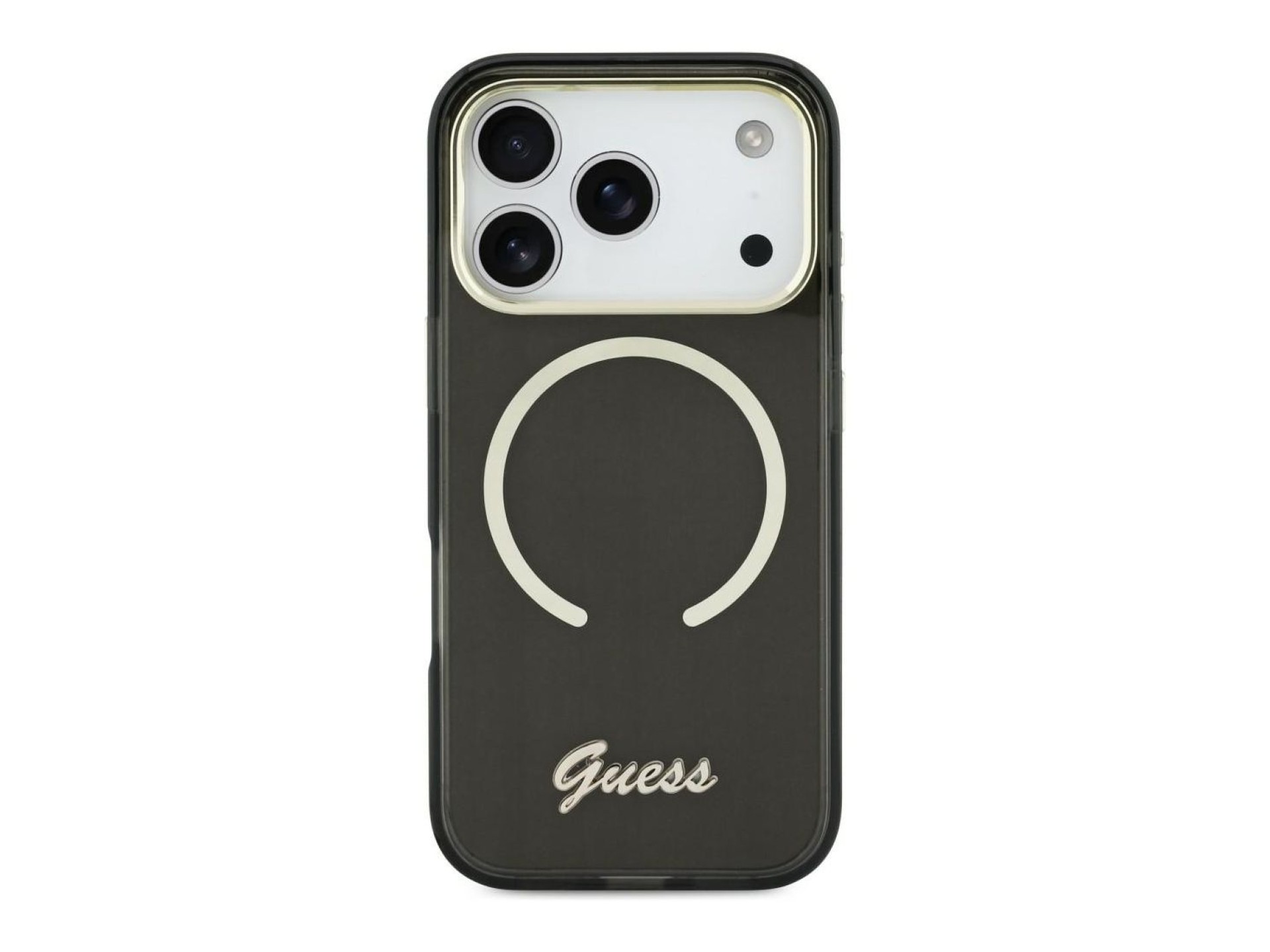Guess IML Script Metal MagSafe Case for iPhone 17 - Black