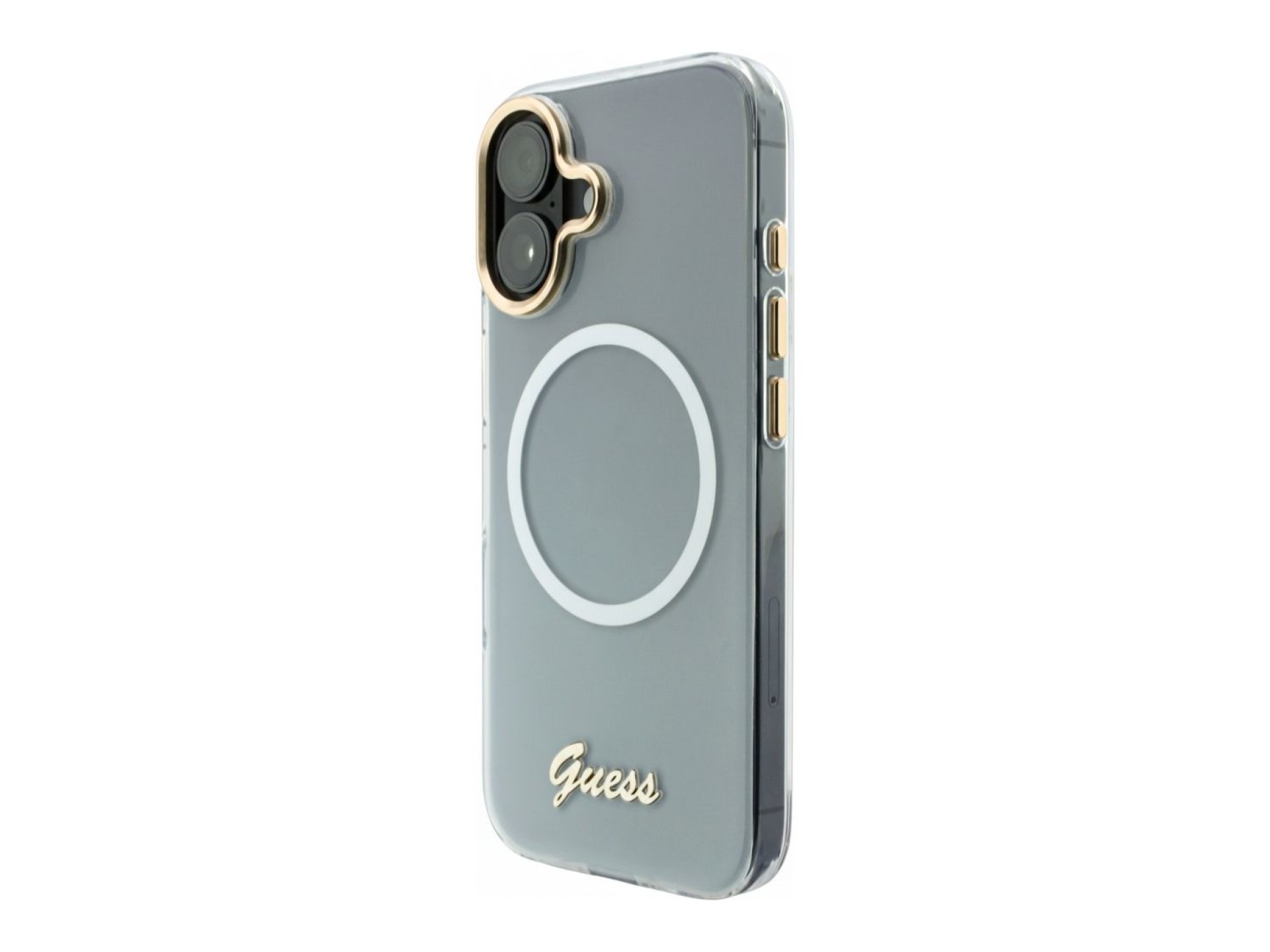 Funda metálica MagSafe Guess IML Gradient Script para iPhone 17 - Blanca