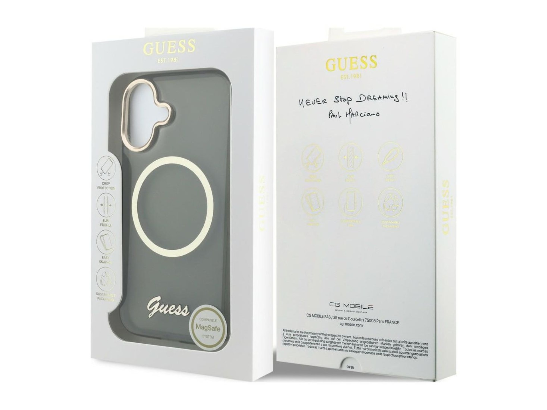 Guess IML Script Metal MagSafe Case for iPhone 17 - Black