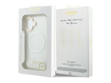 Capa MagSafe Guess IML Gradient Script em metal para iPhone 17 - Branca
