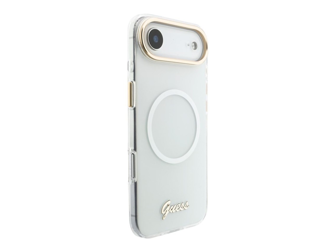 Guess IML Gradient Script Metal MagSafe Case for iPhone Air - White