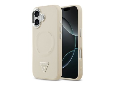 Capa MagSafe com logo triangular da Guess para iPhone 17 - Bege Capa MagSafe com logo triangular da Guess para iPhone 17 - Bege