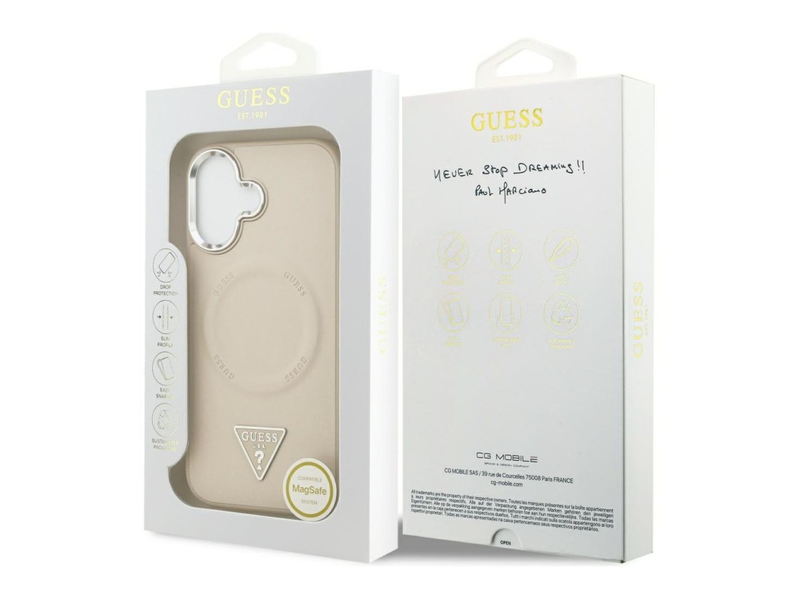 Funda Guess Triangle Logo MagSafe para iPhone 17 - Beige