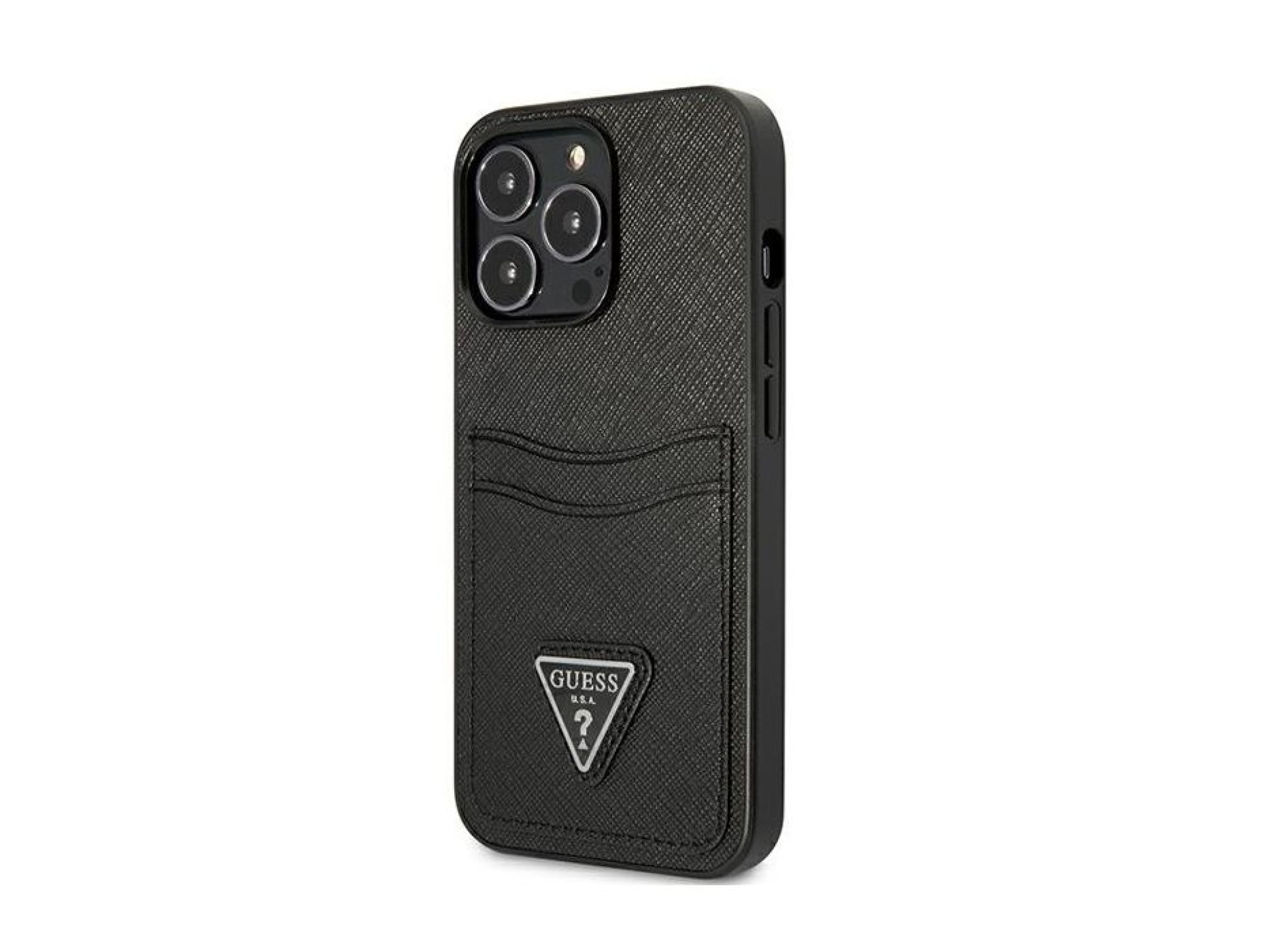 Guess Saffiano Triangle Logo Cardslot Case for iPhone 13 / 13 Pro - Black